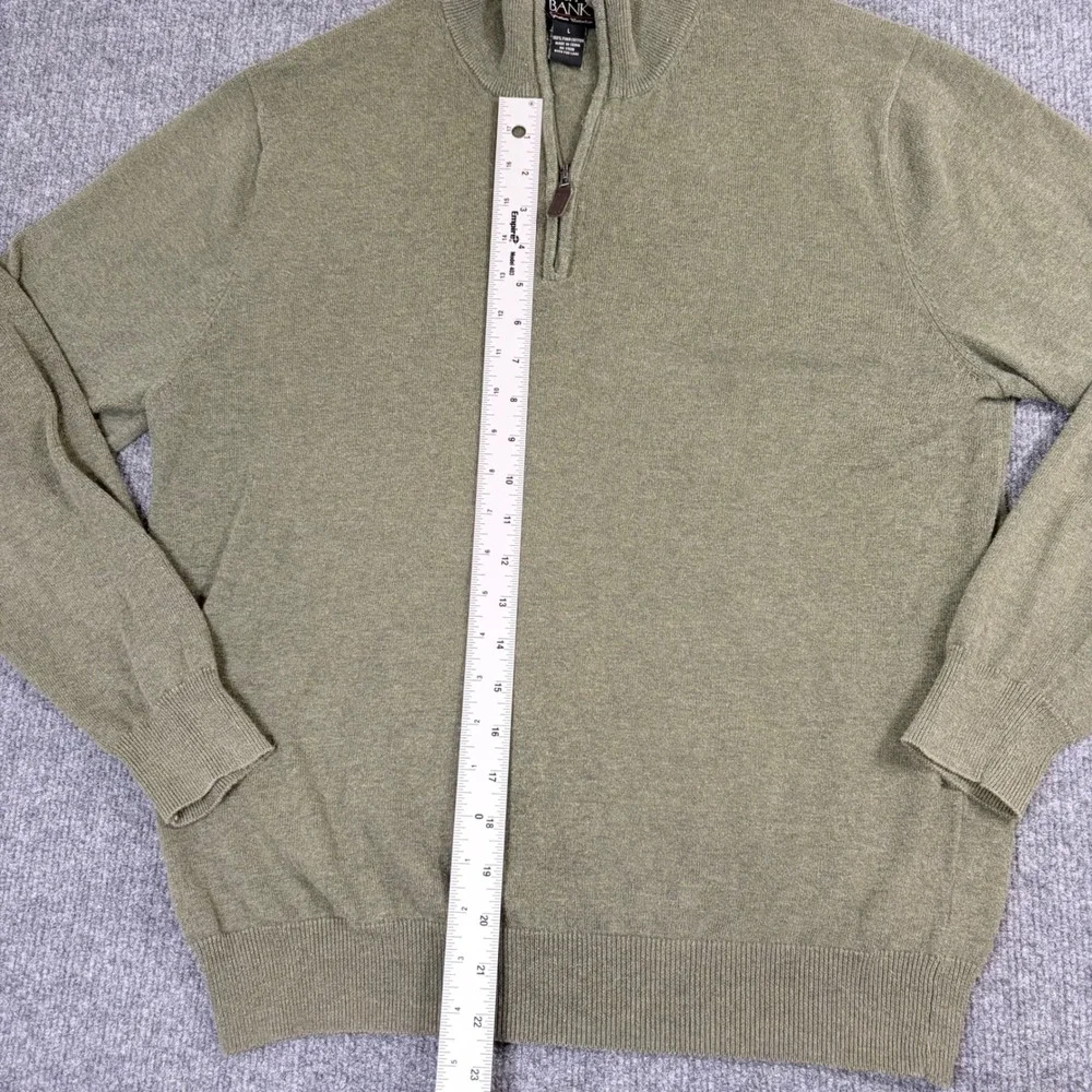 Jos A Bank Signature Collection Mens Large Sage Green 100% Pima‎ Cotton 1/4 Zip